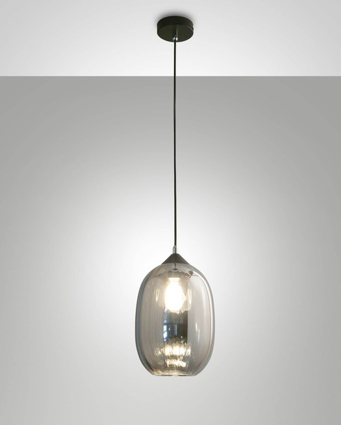 Fabas Luce Pendelleuchte Infinity E27 Smartluce Grau transparent Metall Glas Ø20cm