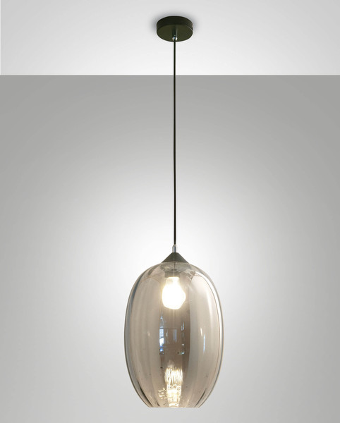 Fabas Luce Pendelleuchte Infinity E27 Smartluce Grau transparent Metall Glas Ø25cm