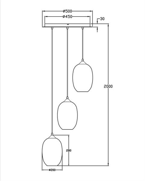 Fabas Luce Pendelleuchte Infinity E27 3-flammig Smartluce Grau transparent Metall Glas Ø58cm