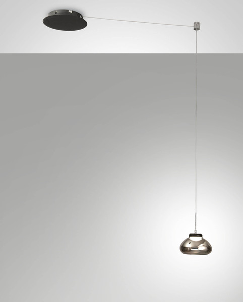 Fabas Luce LED Pendelleuchte Arabella 8W dimmbar Smartluce 3000K warmweiss Grau transparent Metall Glas Ø20cm