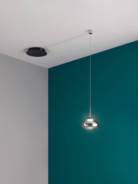 Fabas Luce LED Pendelleuchte Arabella 8W dimmbar Smartluce 3000K warmweiss Grau transparent Metall Glas Ø20cm
