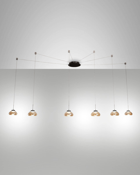 Fabas Luce LED Pendelleuchte Arabella 48W dimmbar Smartluce 3000K warmweiss Amber Metall Glas