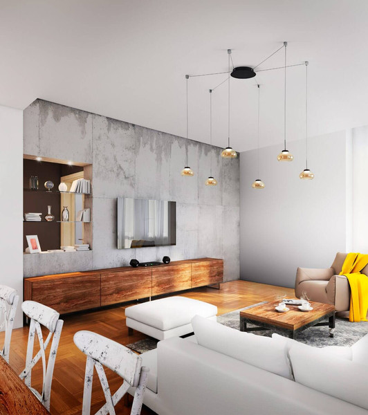 Fabas Luce LED Pendelleuchte Arabella 48W dimmbar Smartluce 3000K warmweiss Amber Metall Glas