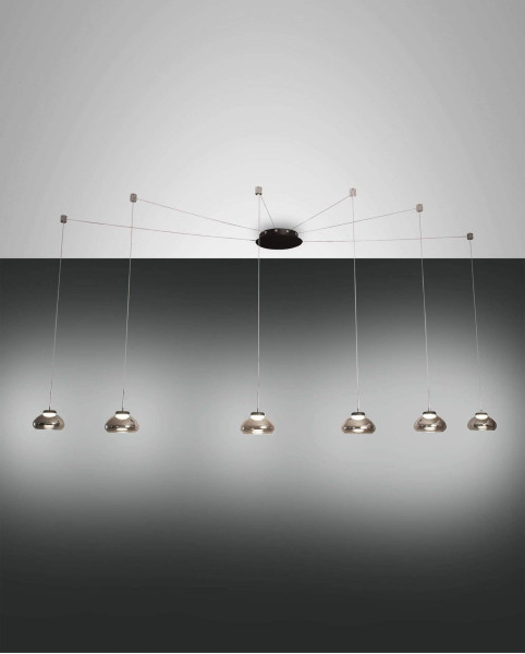 Fabas Luce LED Pendelleuchte Arabella Ø140mm 48W Warmweiß Grau dimmbar