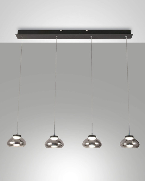 Fabas Luce LED Pendelleuchte Arabella 32W dimmbar Smartluce 3000K warmweiss Grau transparent Metall Glas Ø14cm