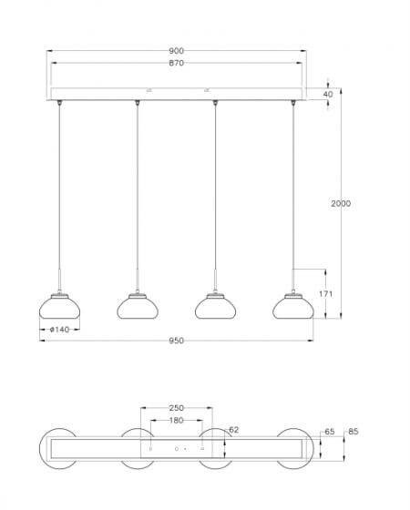 Fabas Luce LED Pendelleuchte Arabella 32W dimmbar Smartluce 3000K warmweiss Grau transparent Metall Glas Ø14cm