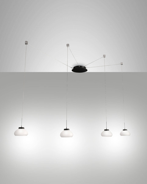 Fabas Luce LED Pendelleuchte Arabella 32W dimmbar Smartluce 3000K warmweiss Weiß Metall Glas