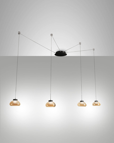 Fabas Luce LED Pendelleuchte Arabella 32W dimmbar Smartluce 3000K warmweiss Amber Metall Glas