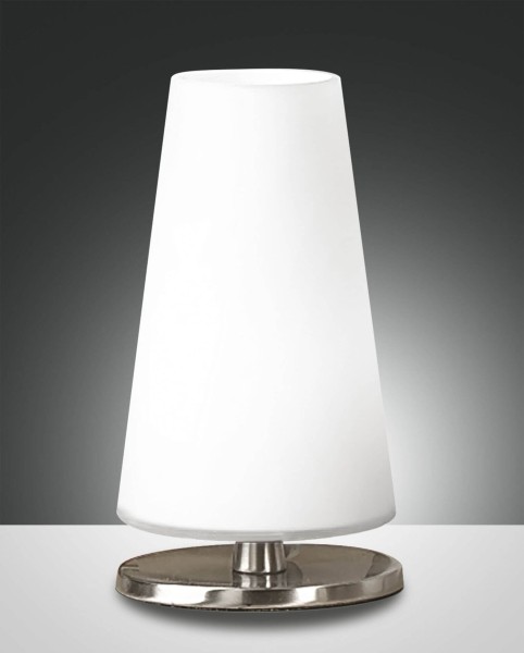 Fabas Luce Tischleuchte Milady G9 Ø110mm Warmweiß Chromfarben dimmbar