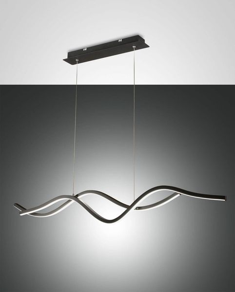 Fabas Luce LED Pendelleuchte Sinuo 2000x70mm 36W Warmweiß Schwarz dimmbar
