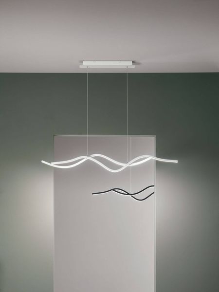 Fabas Luce LED Pendelleuchte Sinuo 2000x70mm 36W Warmweiß Schwarz dimmbar