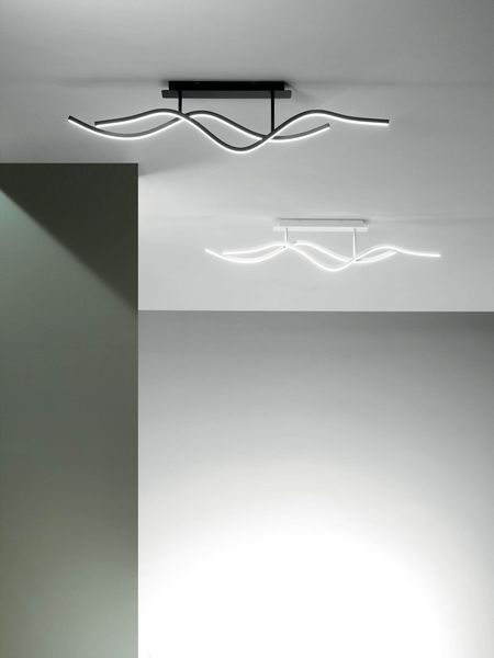 Fabas Luce LED Deckenleuchte Sinuo 250x70mm 36W Warmweiß Schwarz dimmbar