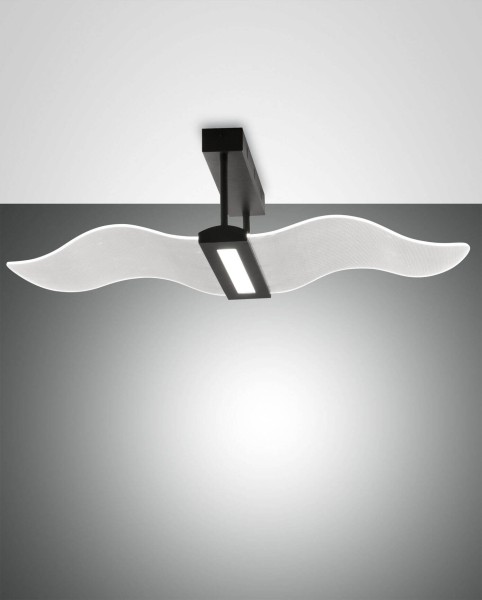 Fabas Luce LED Deckenleuchte Fenice 180x400mm 40W Warmweiß Schwarz dimmbar