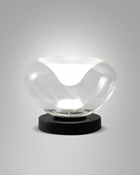 Fabas Luce LED Tischleuchte Brena 11W dimmbar 2700/3000/4000K CCT warm-/neutralweiss Transparent Metall Glas Ø22cm