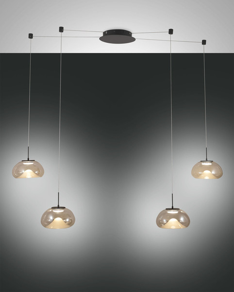 Fabas Luce Brena LED Pendelleuchte 40W dimmbar steuerbare Lichtfarbe Cognac 3755-49-365