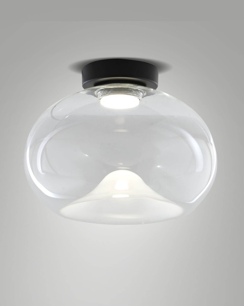 Fabas Luce LED Deckenleuchte Brena 19W dimmbar 2700/3000/4000K CCT warm-/neutralweiss Transparent Metall Glas Ø33cm