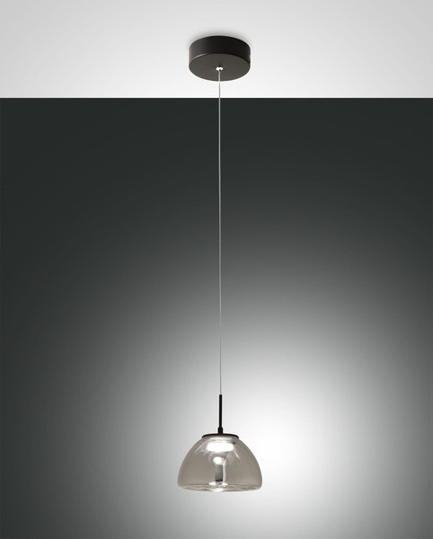 Fabas Luce Lucille LED Pendelleuchte 8W dimmbar steuerbare Lichtfarbe Grau transparent 3764-41-126