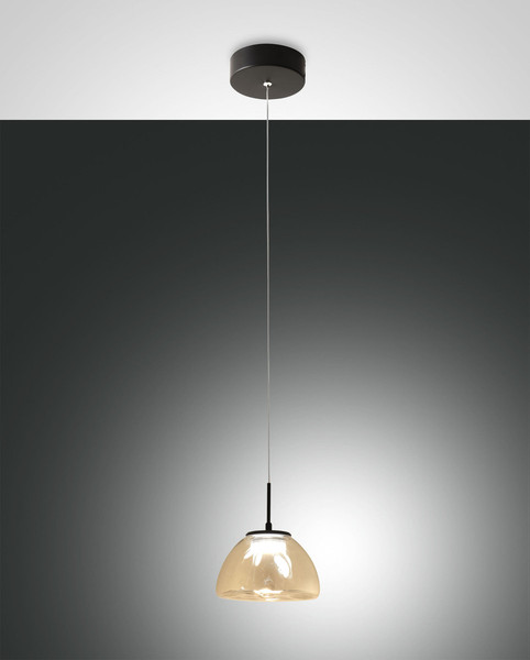 Fabas Luce Lucille LED Pendelleuchte 8W dimmbar steuerbare Lichtfarbe Cognac 3764-41-365