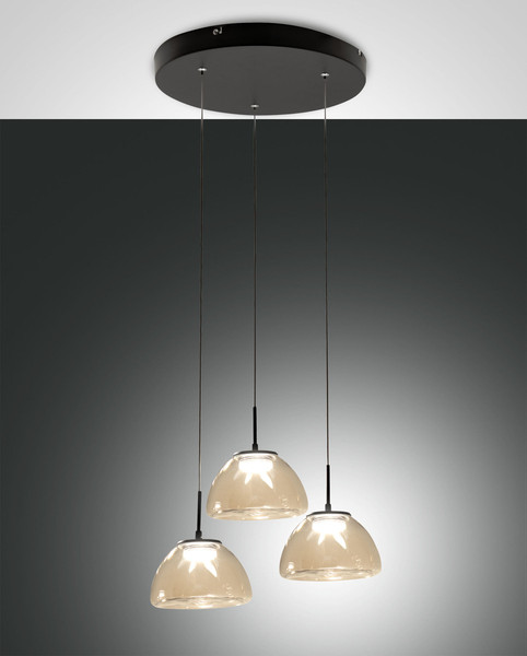 Fabas Luce Lucille LED Pendelleuchte 21W dimmbar steuerbare Lichtfarbe Cognac 3764-47-365