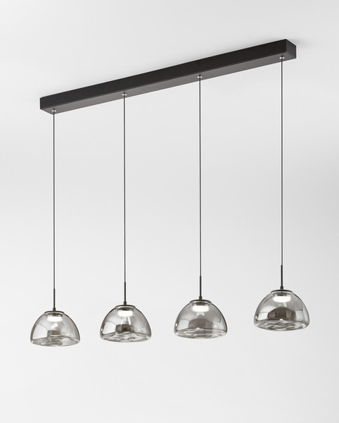 Fabas Luce Lucille LED Pendelleuchte 28W dimmbar steuerbare Lichtfarbe Grau transparent 3764-48-126