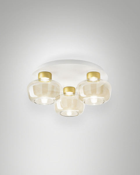 Fabas Luce Kino LED Deckenleuchte 36W dimmbar warmweiß Cognac 3767-65-365