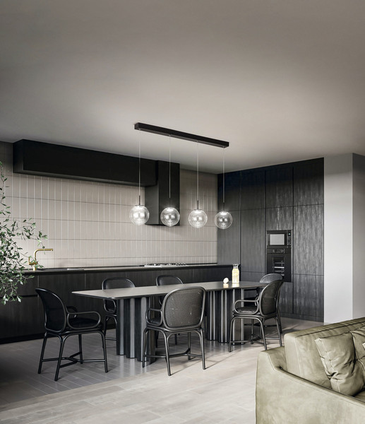 Fabas Luce Ariel LED Pendelleuchte 28W dimmbar steuerbare Lichtfarbe Transparent/Tropfen 3770-48-372