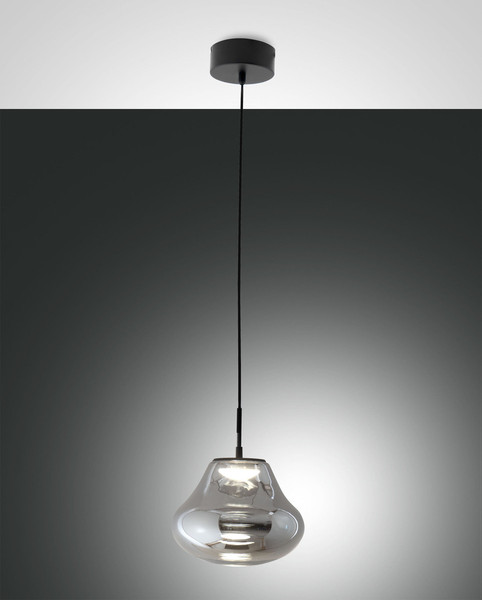 Fabas Luce Deva LED Pendelleuchte 14W dimmbar steuerbare Lichtfarbe Grau transparent 3774-40-126