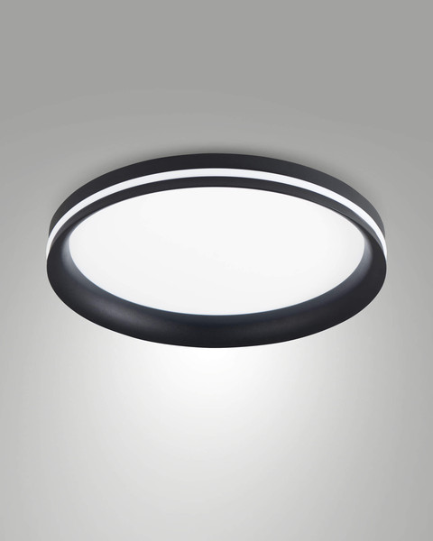 Fabas Luce LED Deckenleuchte Isy 42W dimmbar 2700/3200/4000K CCT warm-/neutralweiss Schwarz Metall Ø35cm