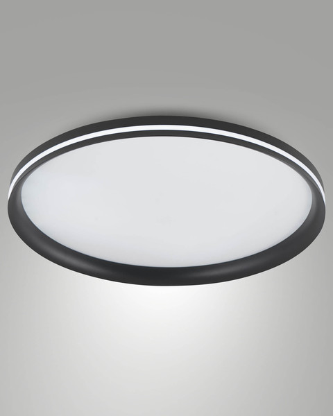 Fabas Luce LED Deckenleuchte Isy 64W dimmbar 2700/3200/4000K CCT warm-/neutralweiss Schwarz Metall Ø55cm