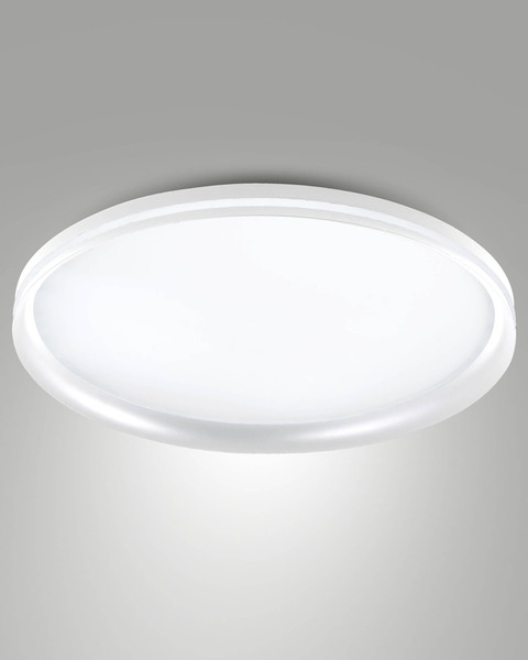 Fabas Luce LED Deckenleuchte Isy 64W dimmbar 2700/3200/4000K CCT warm-/neutralweiss Weiß Metall Ø55cm