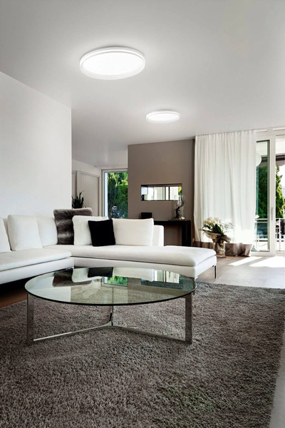 Fabas Luce LED Deckenleuchte Isy 64W dimmbar 2700/3200/4000K CCT warm-/neutralweiss Weiß Metall Ø55cm