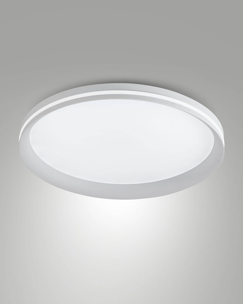 Fabas Luce LED Deckenleuchte Isy 52W dimmbar 2700/3200/4000K CCT warm-/neutralweiss Weiß Metall Ø45cm