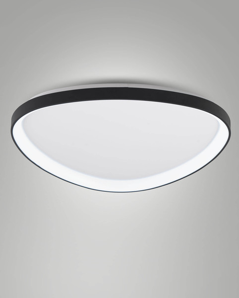 Fabas Luce LED Deckenleuchte Quirk 75W dimmbar 2700/3200/4000K CCT warm-/neutralweiss Schwarz Metall Ø80cm