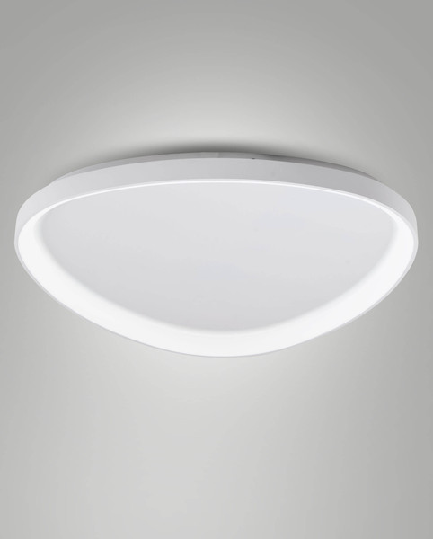 Fabas Luce LED Deckenleuchte Quirk 75W dimmbar 2700/3200/4000K CCT warm-/neutralweiss Weiß Metall Ø80cm