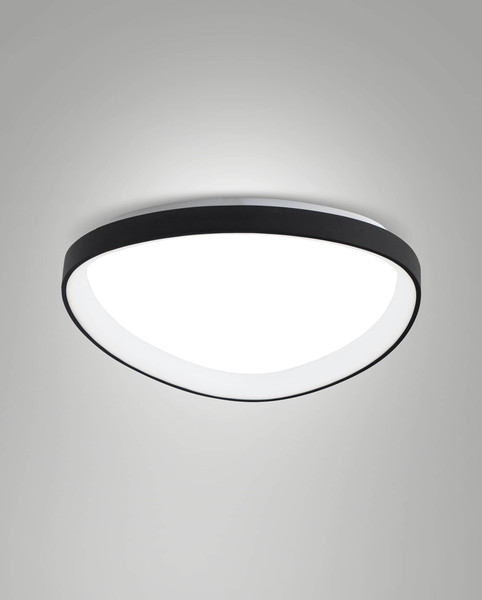 Fabas Luce LED Deckenleuchte Quirk 56W dimmbar 2700/3200/4000K CCT warm-/neutralweiss Schwarz Metall Ø60cm