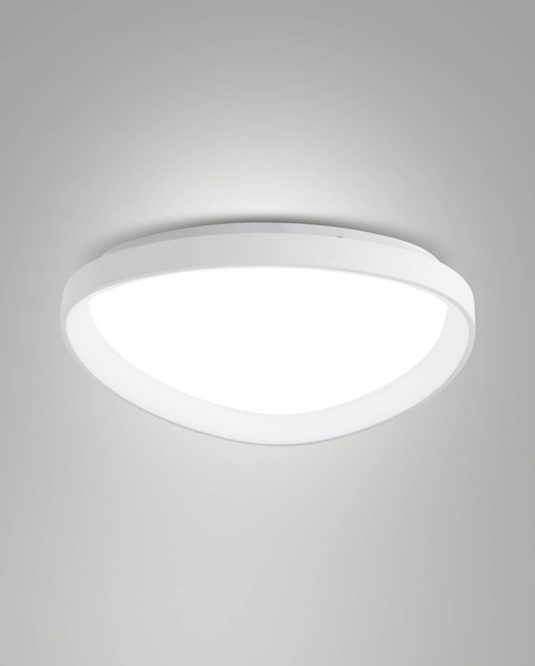 Fabas Luce LED Deckenleuchte Quirk 56W dimmbar 2700/3200/4000K CCT warm-/neutralweiss Weiß Metall Ø60cm