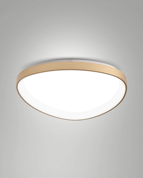 Fabas Luce LED Deckenleuchte Quirk 56W dimmbar 2700/3200/4000K CCT warm-/neutralweiss Messing satiniert Metall Ø60cm