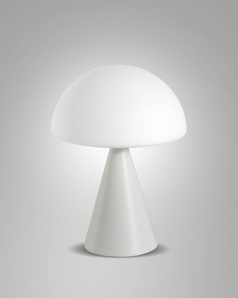 Fabas Luce LED Tischleuchte Blip 7W dimmbar 2700/3000/4000K CCT warm-/neutralweiss Weiß Metall Glas Ø20cm