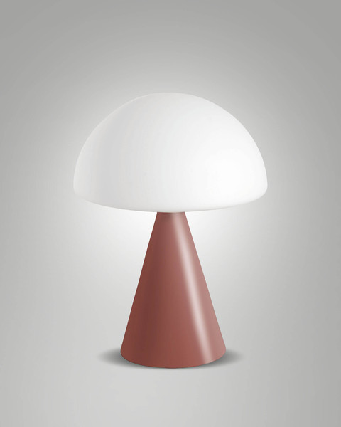 Fabas Luce LED Tischleuchte Blip 7W dimmbar 2700/3000/4000K CCT warm-/neutralweiss Ziegelrot Metall Glas Ø20cm