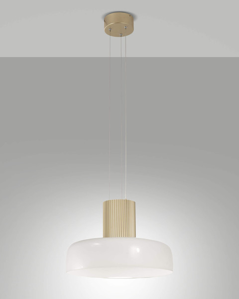 Fabas Luce LED Pendelleuchte Lunar 26W dimmbar 2700/3000/4000K CCT warm-/neutralweiss Weiß Metall Glas Ø42cm
