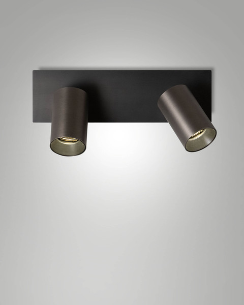 Fabas Luce Deckenstrahler Flores GU10 2-flammig Schwarzchrome Alu-Druckguss 9cm