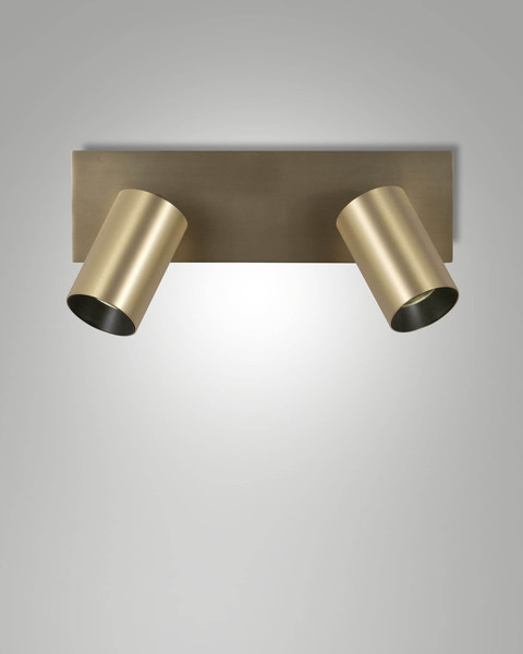 Fabas Luce Deckenstrahler Flores GU10 2-flammig Messing satiniert Alu-Druckguss 9cm
