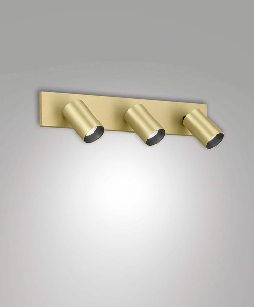 Fabas Luce Deckenstrahler Flores GU10 3-flammig Messing satiniert Alu-Druckguss