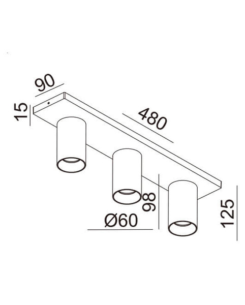 Fabas Luce Deckenstrahler Flores GU10 3-flammig Messing satiniert Alu-Druckguss