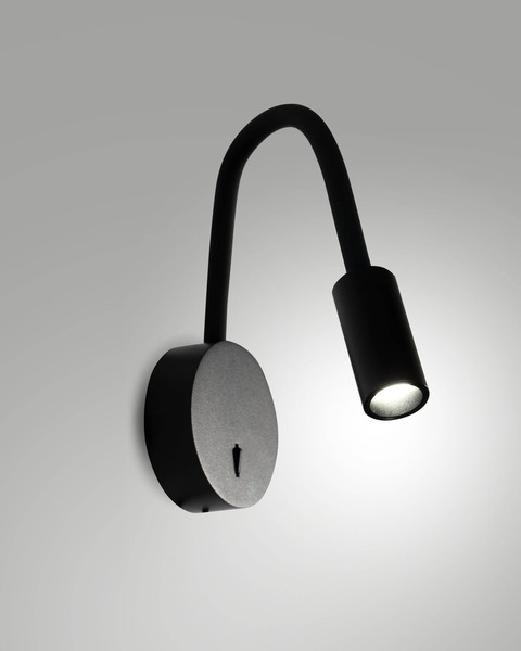 Fabas Luce LED Wandleuchte Flux 3,1W 3000K warmweiss Schwarz Metall Ø9cm