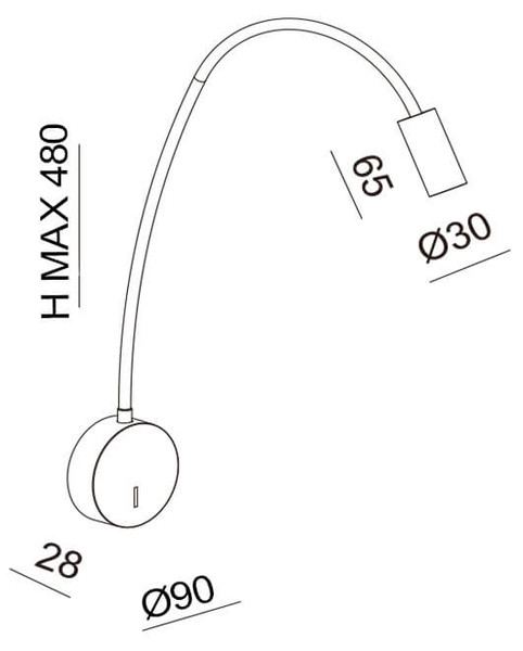 Fabas Luce LED Wandleuchte Flux 3,1W 3000K warmweiss Schwarz Metall Ø9cm