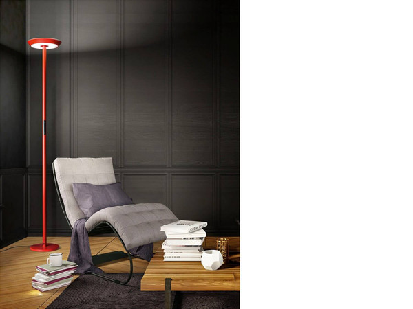 Fabas Luce LED Stehleuchte Fizz 60W dimmbar 2700/3200/4000K CCT warm-/neutralweiss Rot Metall 179cm