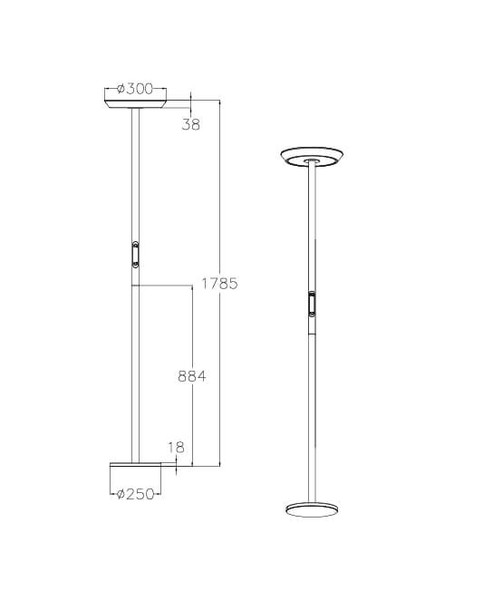 Fabas Luce LED Stehleuchte Fizz 60W dimmbar 2700/3200/4000K CCT warm-/neutralweiss Rot Metall 179cm