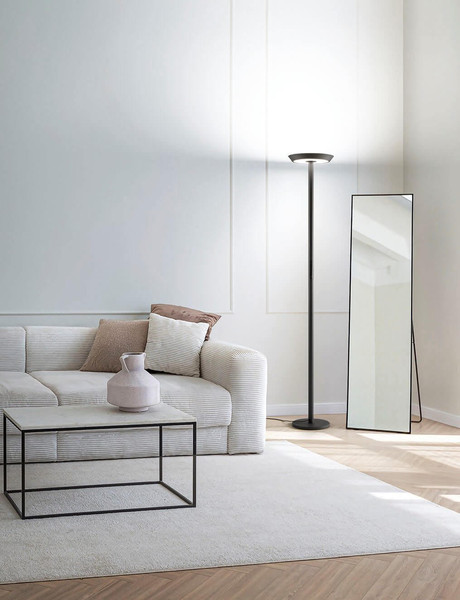 Fabas Luce LED Stehleuchte Fizz 60W dimmbar 2700/3200/4000K CCT warm-/neutralweiss Anthrazit Metall 179cm