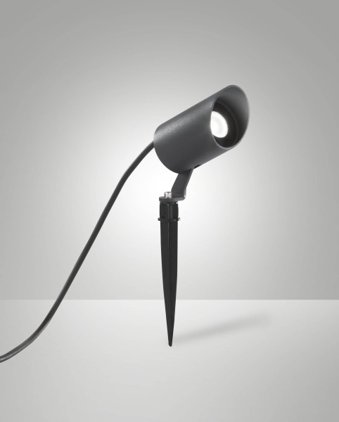 Fabas Luce LED Erdspießleuchte Tuc 7W IP65 3000K warmweiss 90Ra schwenkbar Dunkelgrau Alu Glas Ø5cm